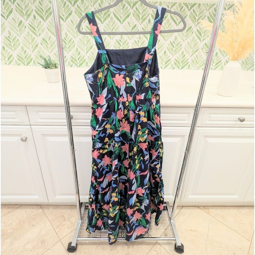 Cottagecore J. Crew Factory Feminine Floral Maxi Dress Size 6 Resortwear Summer - Picture 3 of 10
